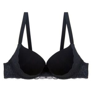 Youmita 42DD Black Floral Lace Overlay Bra NWT